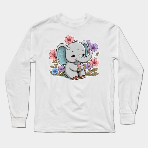 Cute elephant Long Sleeve T-Shirt by yinon-h